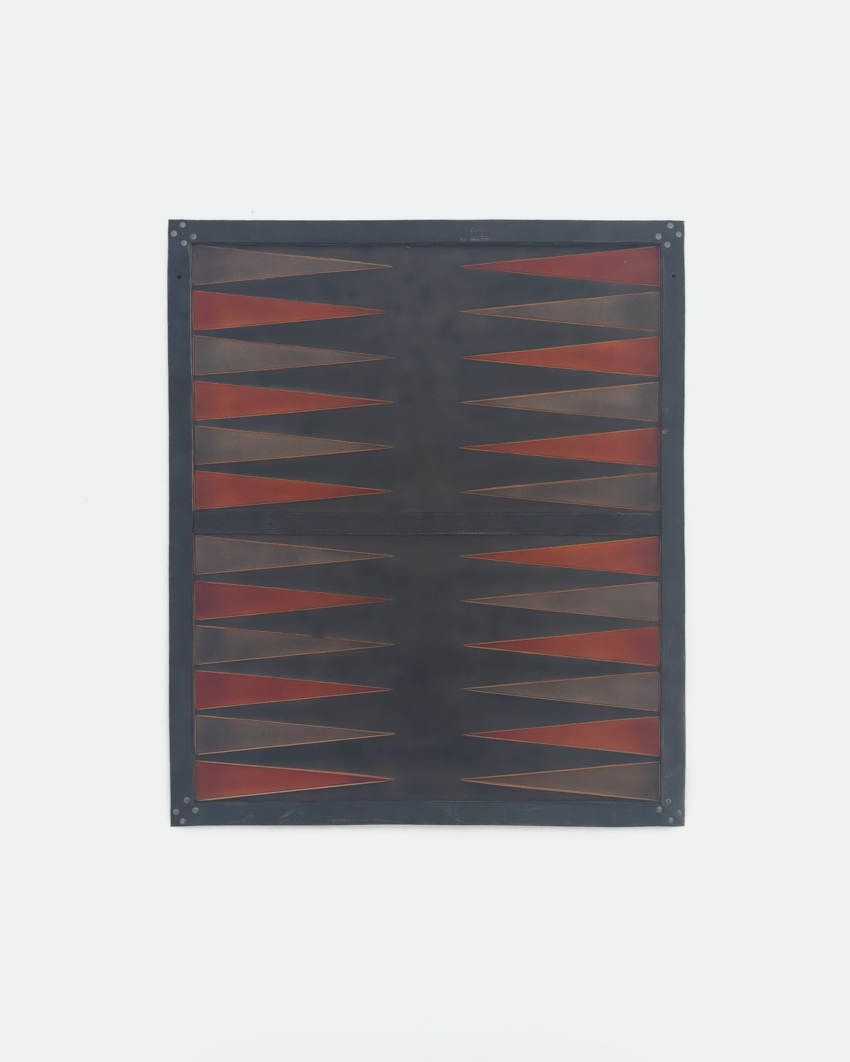 The Homestead 26, a leather backgammon board. USMC black leather with dark brown and USMC black points.