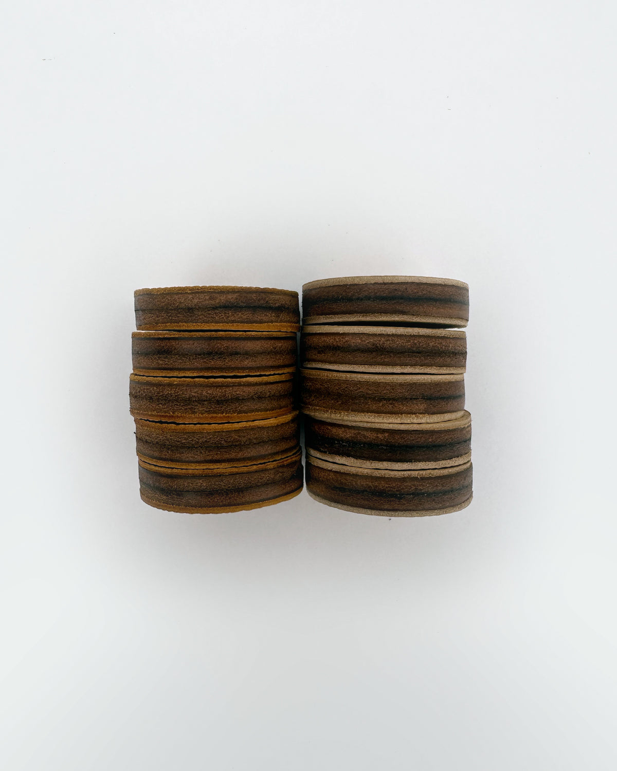 The Homestead 30, a leather backgammon board. Chocolate leather with dark brown and light brown points. View 2.