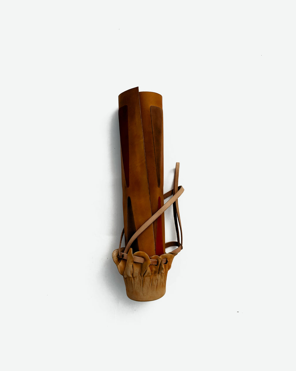 The Drifter 26, a leather backgammon board. Spanish brown leather with red and show brown points. View 2.