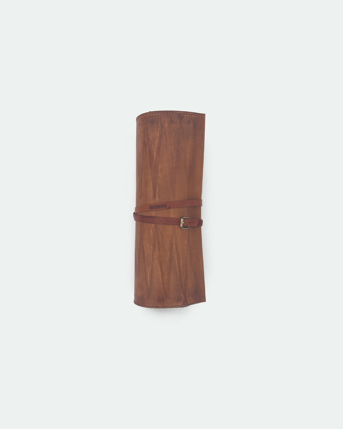 The Drifter 22, a leather backgammon board. Medium brown leather with beige and pea green points. View 2.