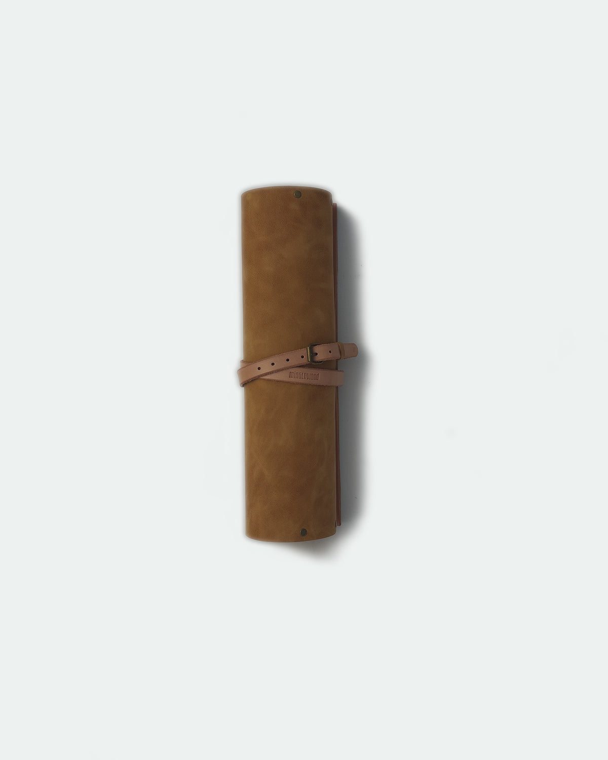 The Drifter 22, a leather backgammon board. Light brown leather with dark brown and medium brown points. View 2.
