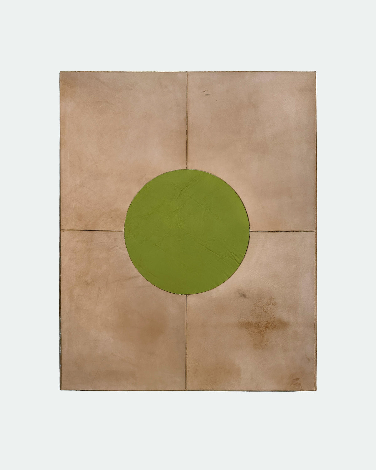 The Homestead 30, a leather backgammon board. White leather with green and medium brown points. View 3.