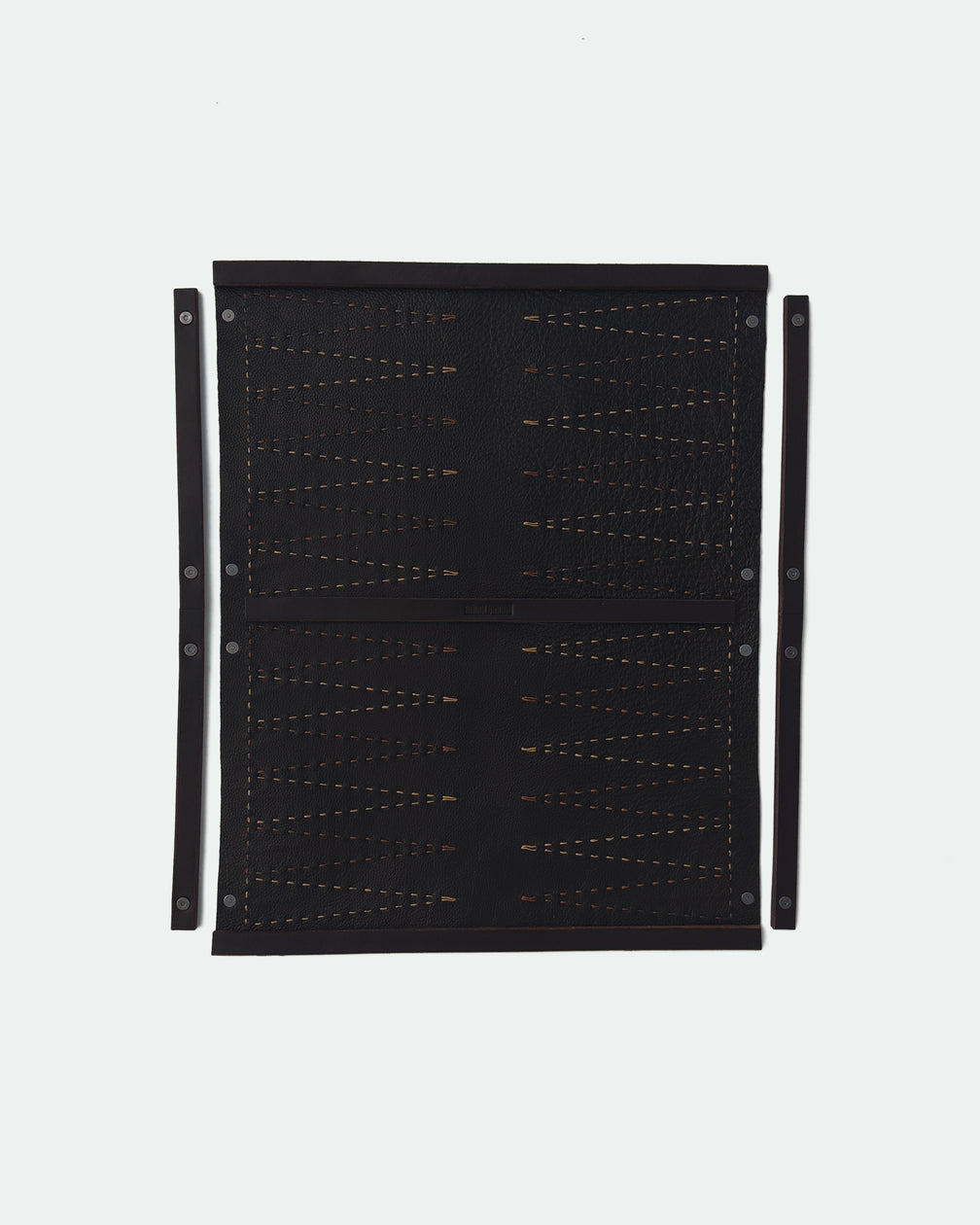 The Drifter 22, a leather backgammon board. Dark brown leather with light brown and medium brown points. View 5.