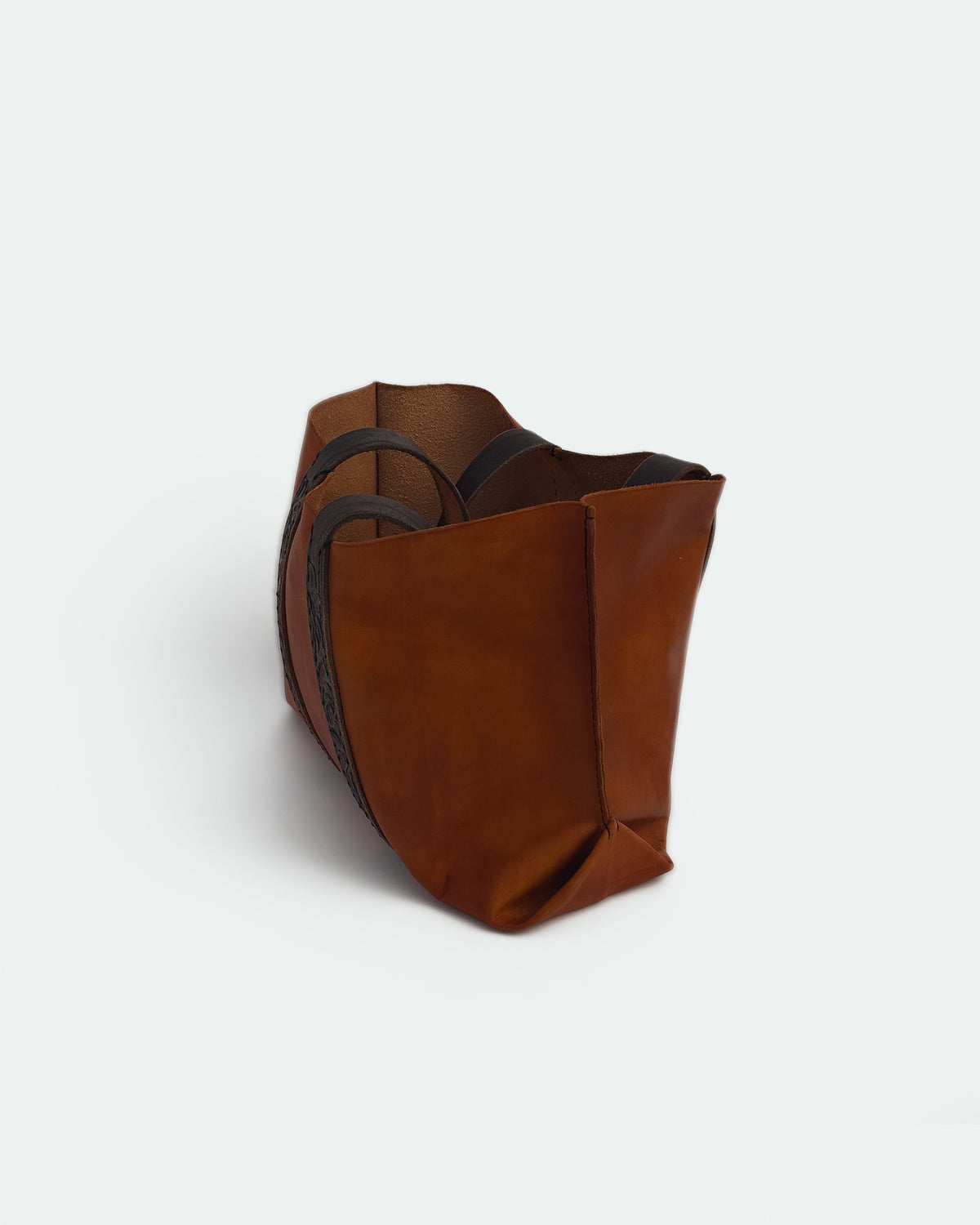 The Tote — Spanish Brown, Black & Black, three-quarter view