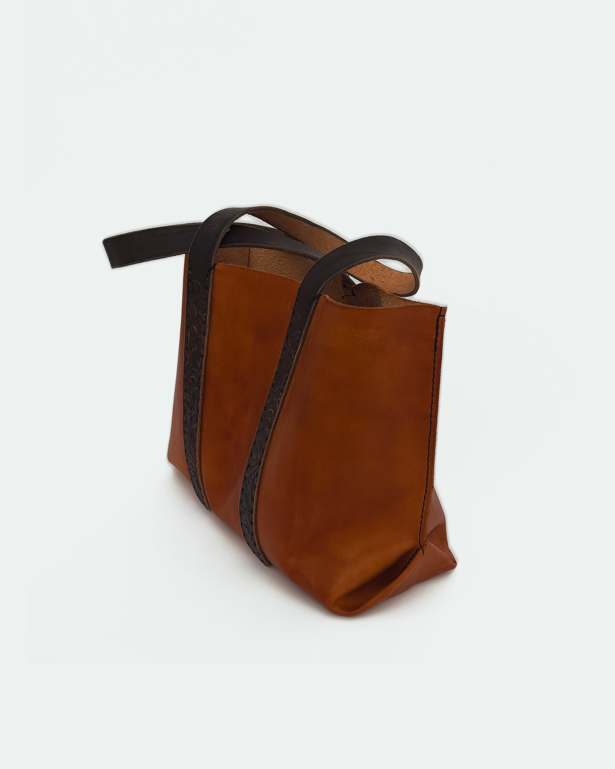 The Tote — Spanish Brown, Black & Black, three-quarter view