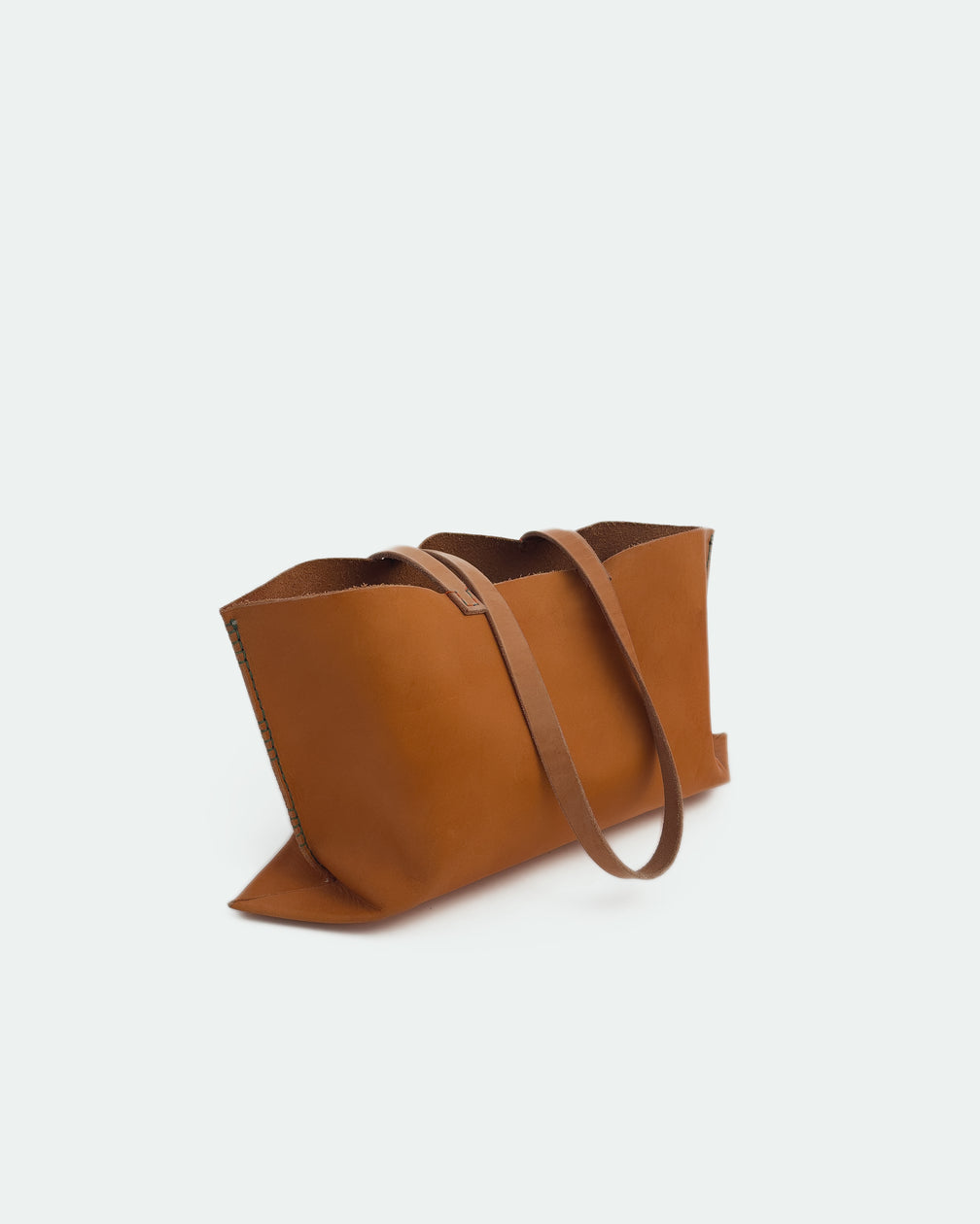 The Tote — Natural, Orange & Pea Green, three-quarter view