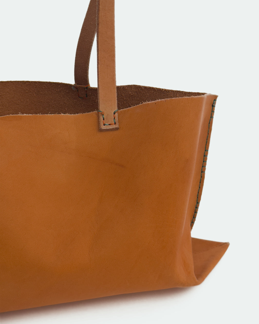 The Tote — Natural, Orange & Pea Green, detail