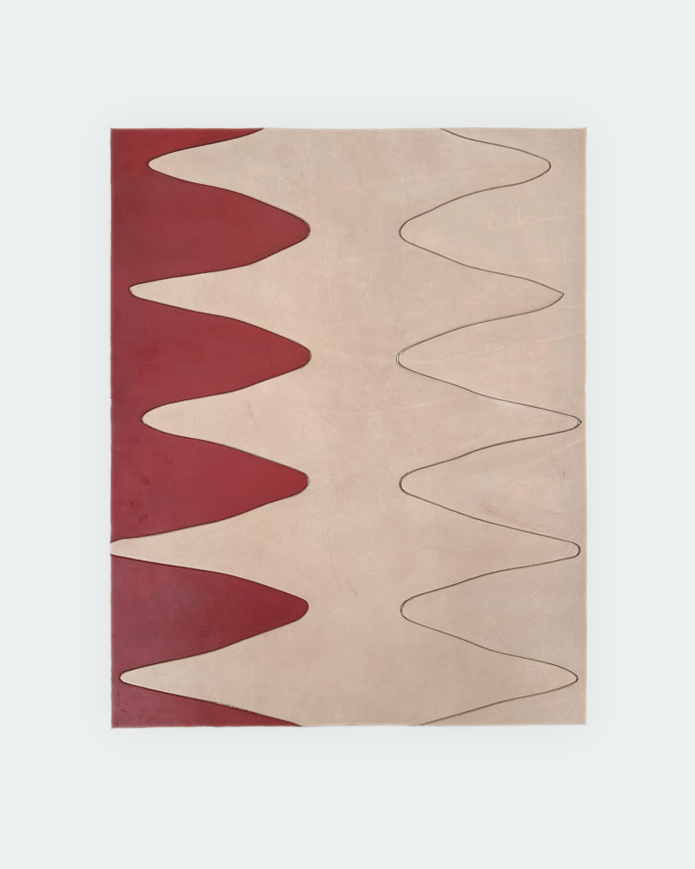 Reverse of the natural veg-tan backgammon board